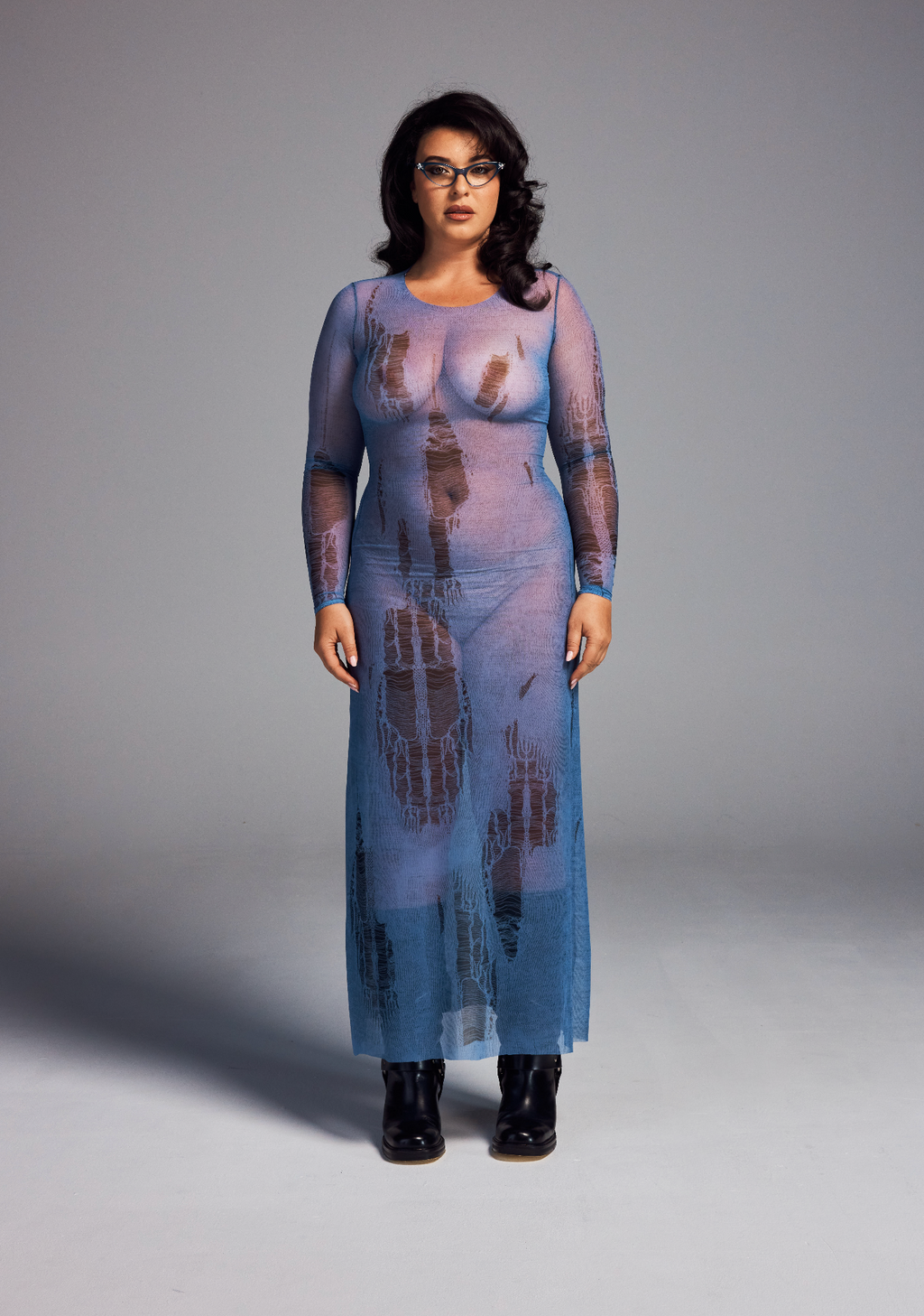 ROBE AURA BLEUE TROMPE L'OEIL