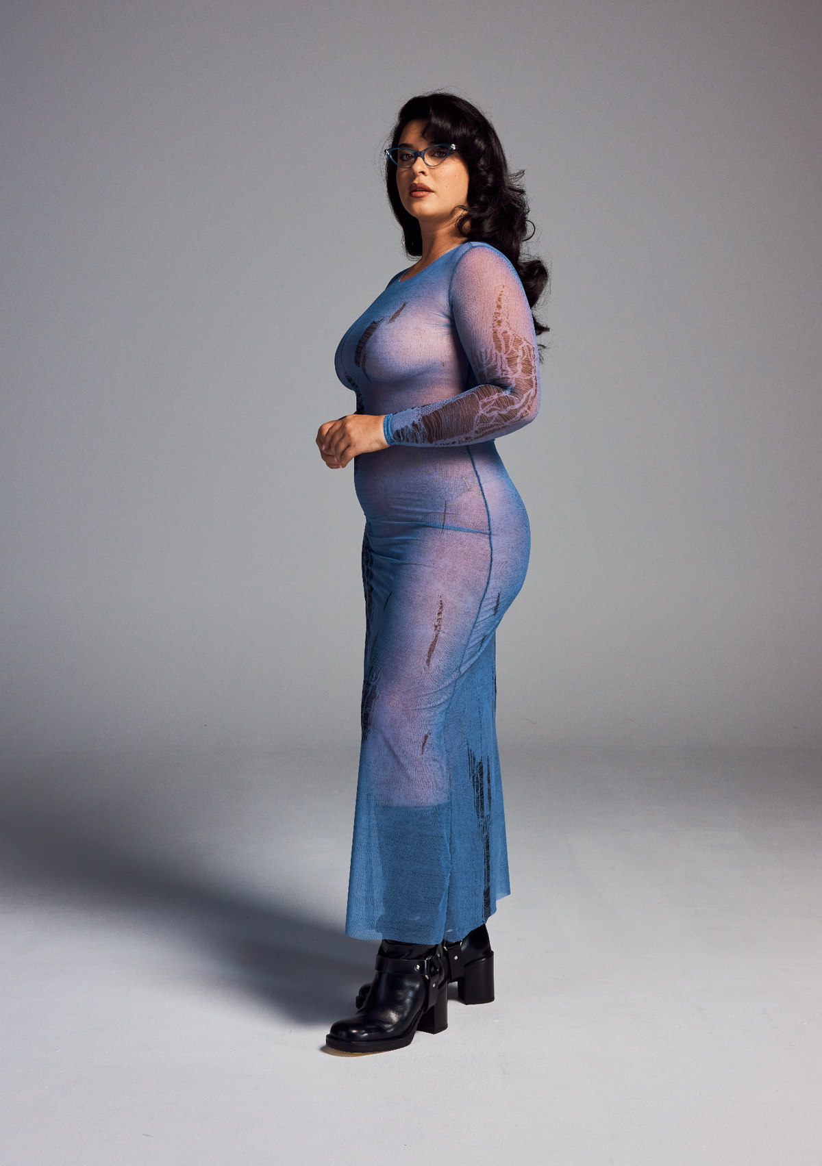 ROBE AURA BLEUE TROMPE L'OEIL