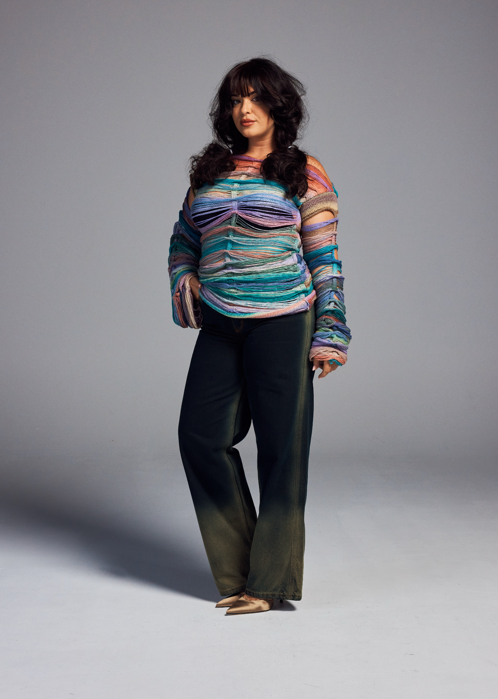 Pull en maille lâchée multicolore