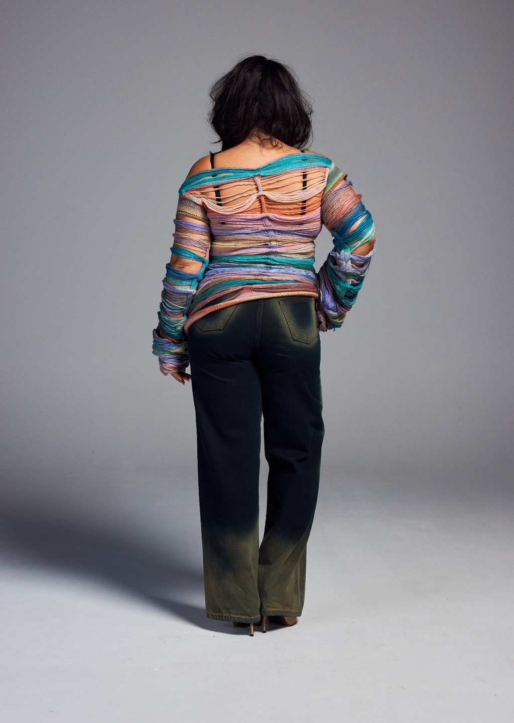 Pull en maille lâchée multicolore