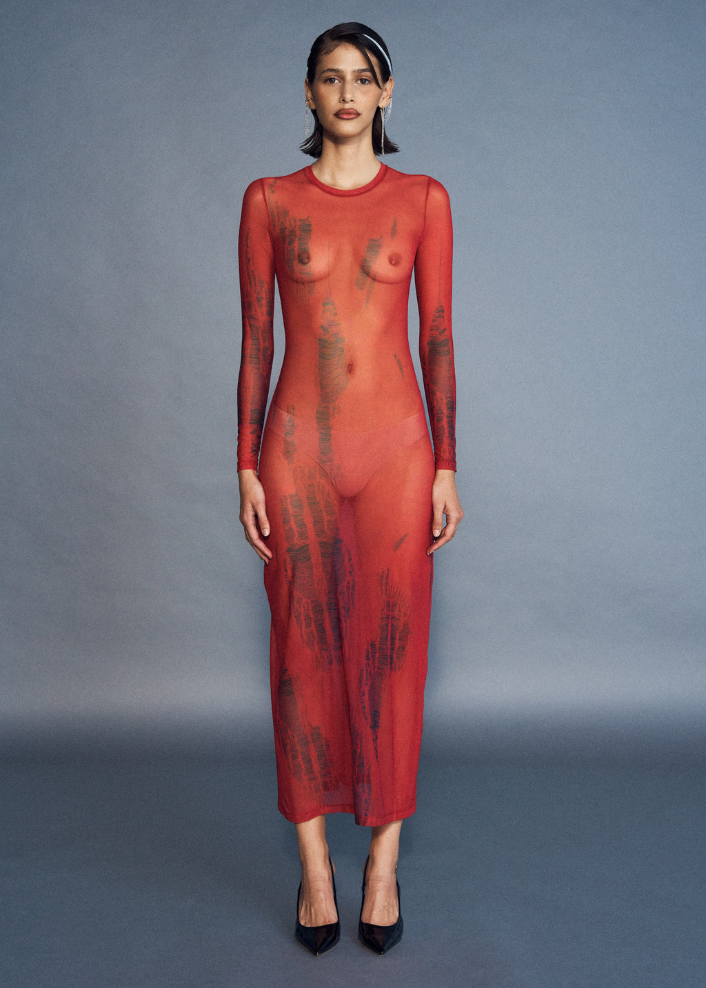 ROBE AURA ROUGE TROMPE L'OEIL