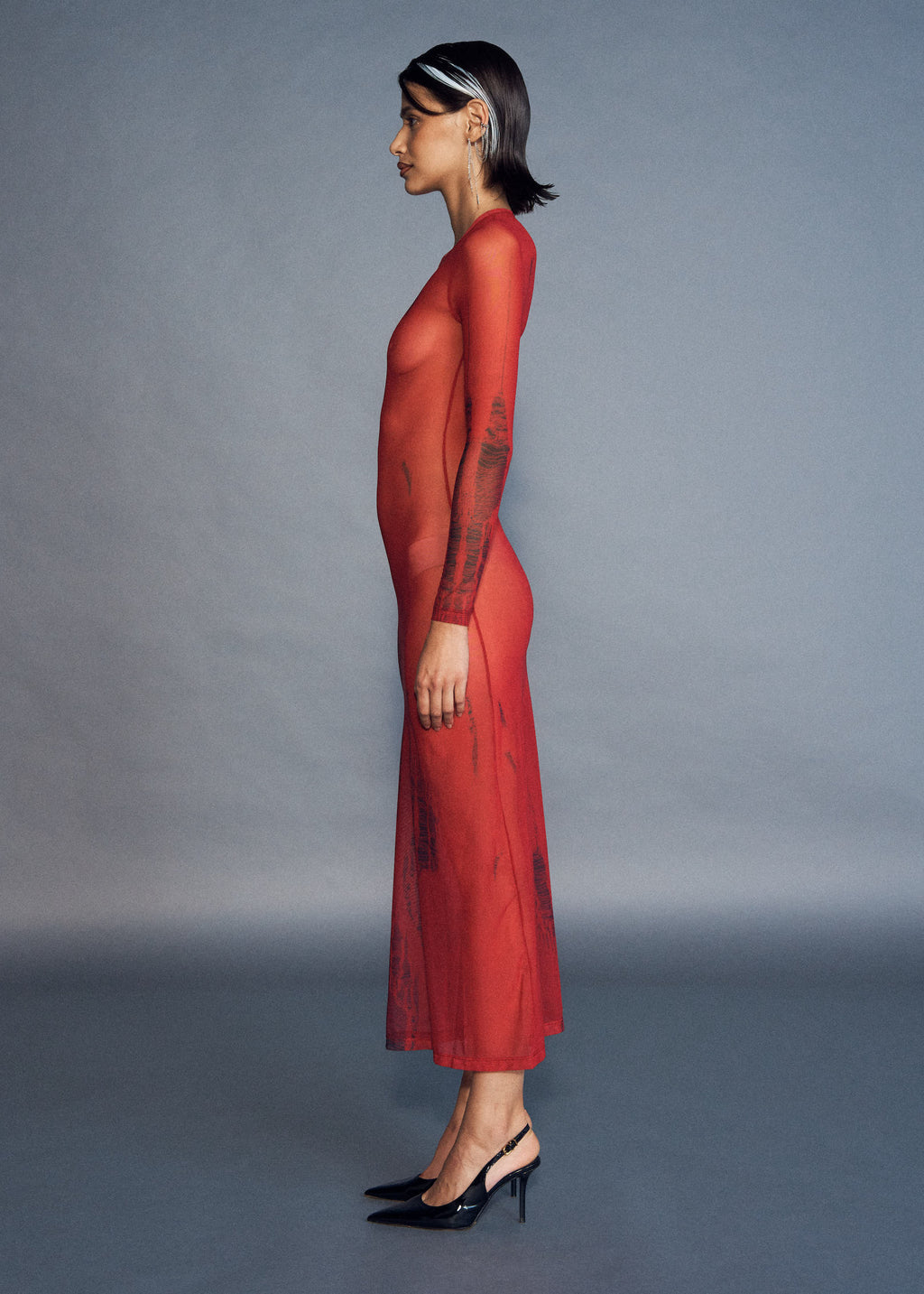 ROBE AURA ROUGE TROMPE L'OEIL