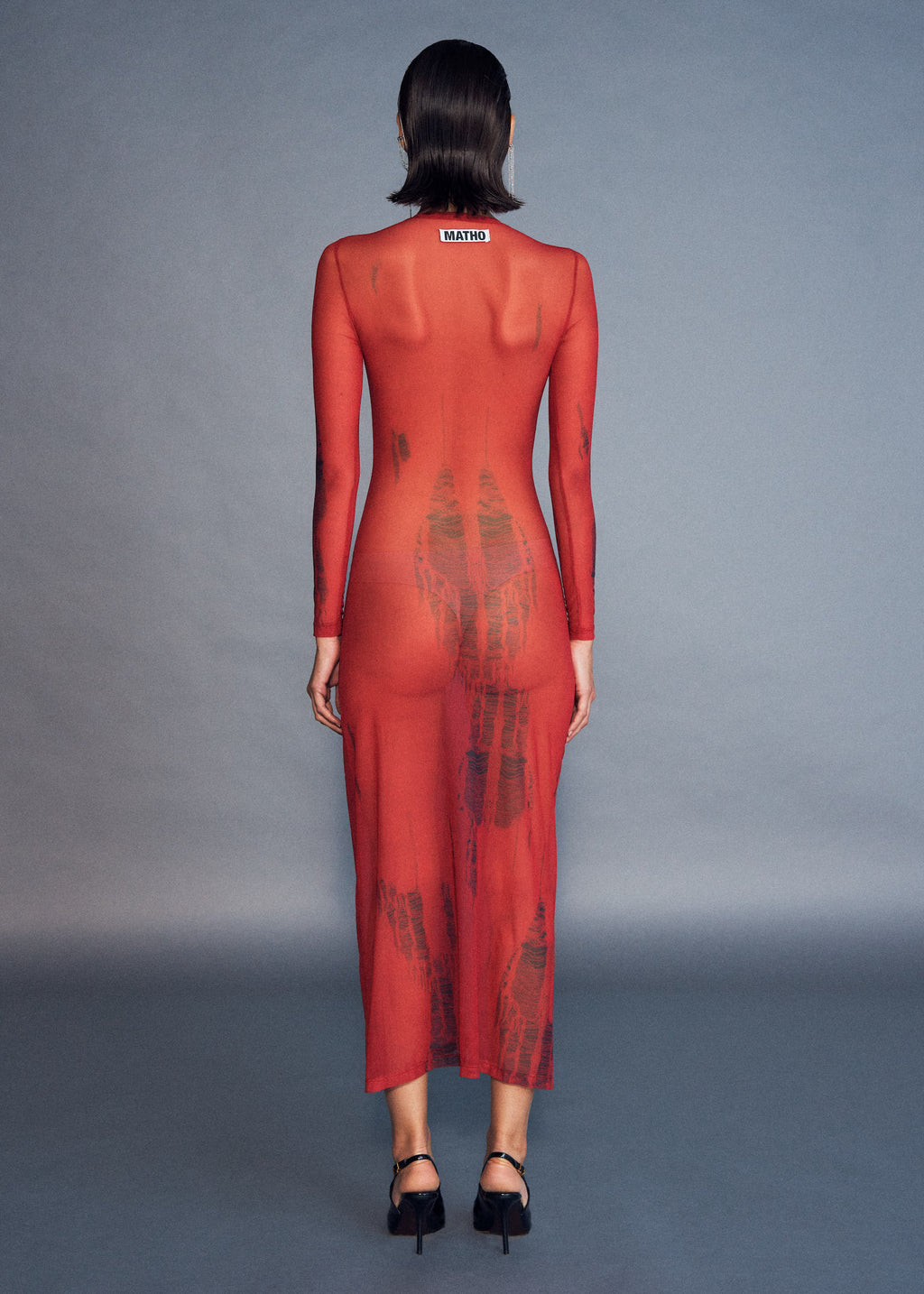 ROBE AURA ROUGE TROMPE L'OEIL