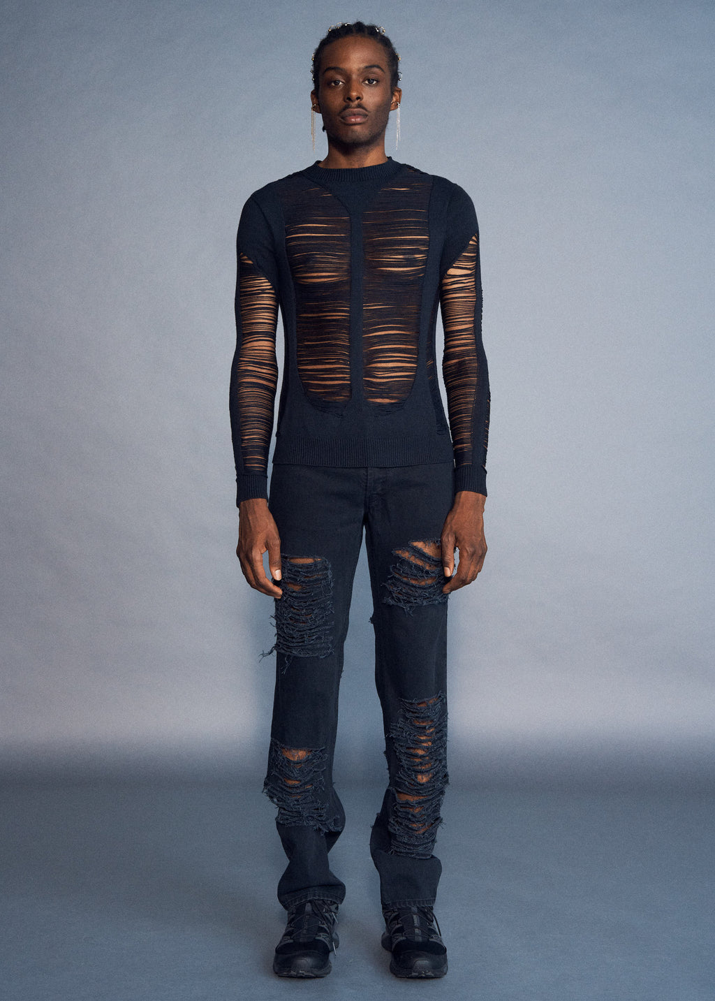 JEAN LOU NOIR LACÉRÉ HOMME