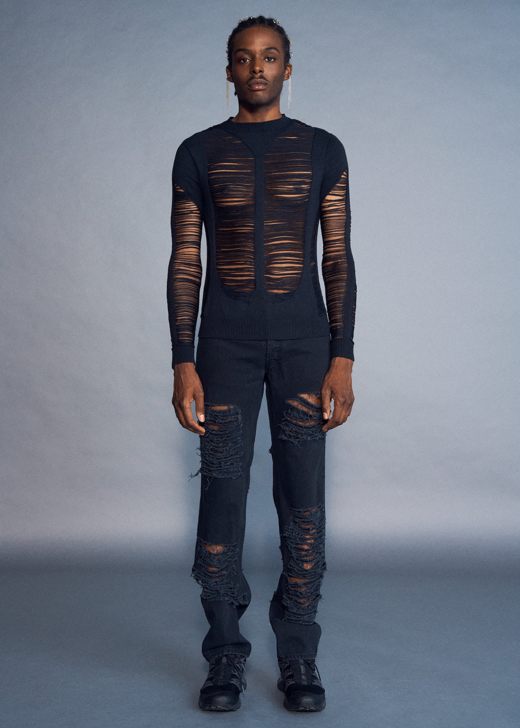 JEAN LOU NOIR LACÉRÉ HOMME