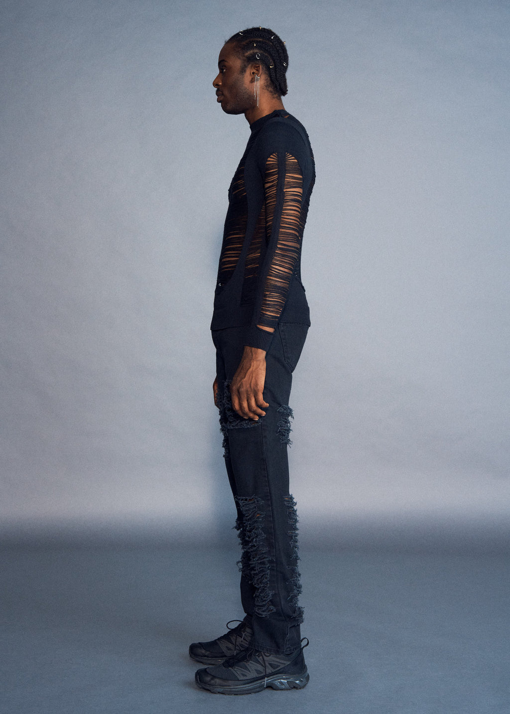 JEAN LOU NOIR LACÉRÉ HOMME