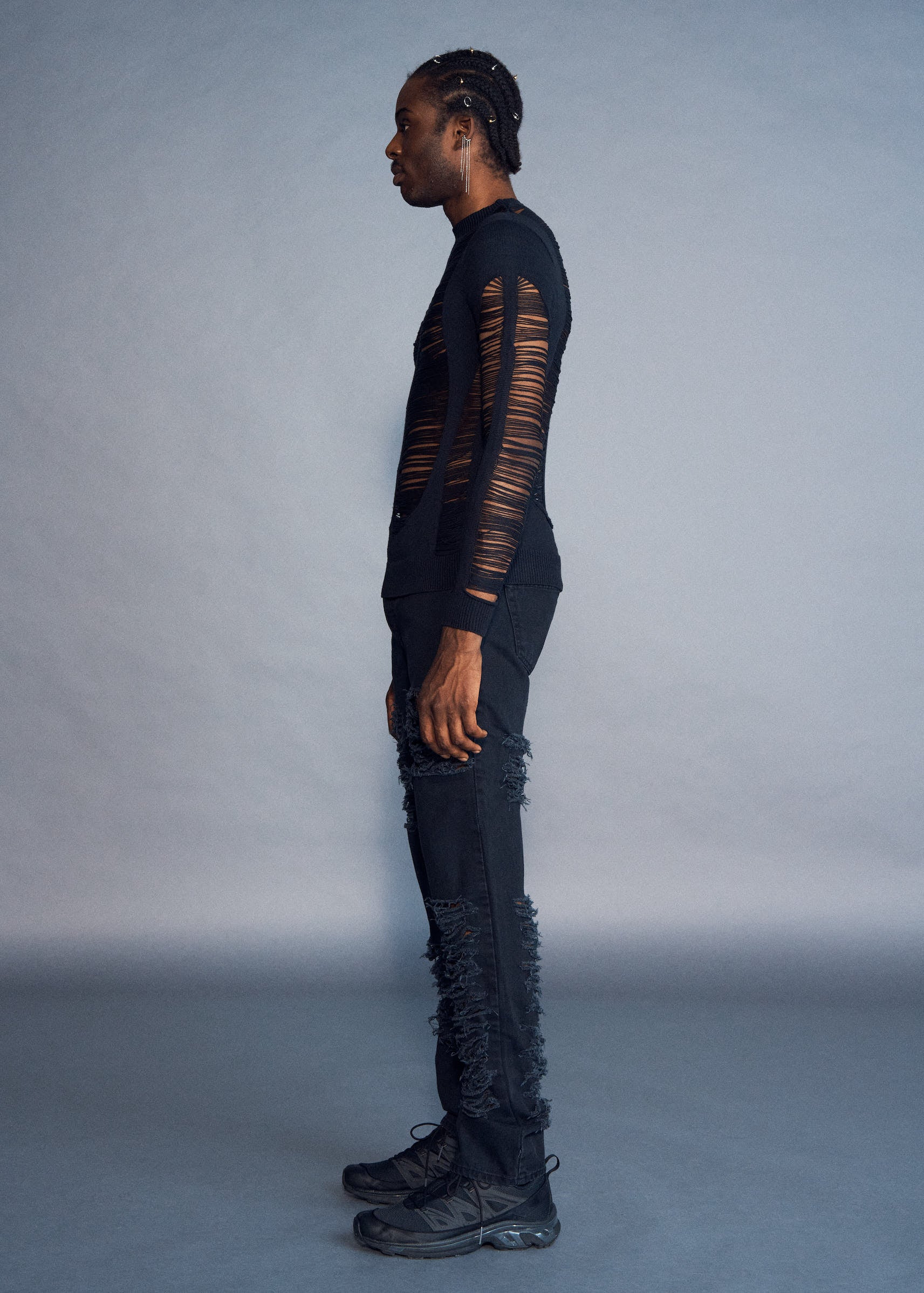 JEAN LOU NOIR LACÉRÉ HOMME