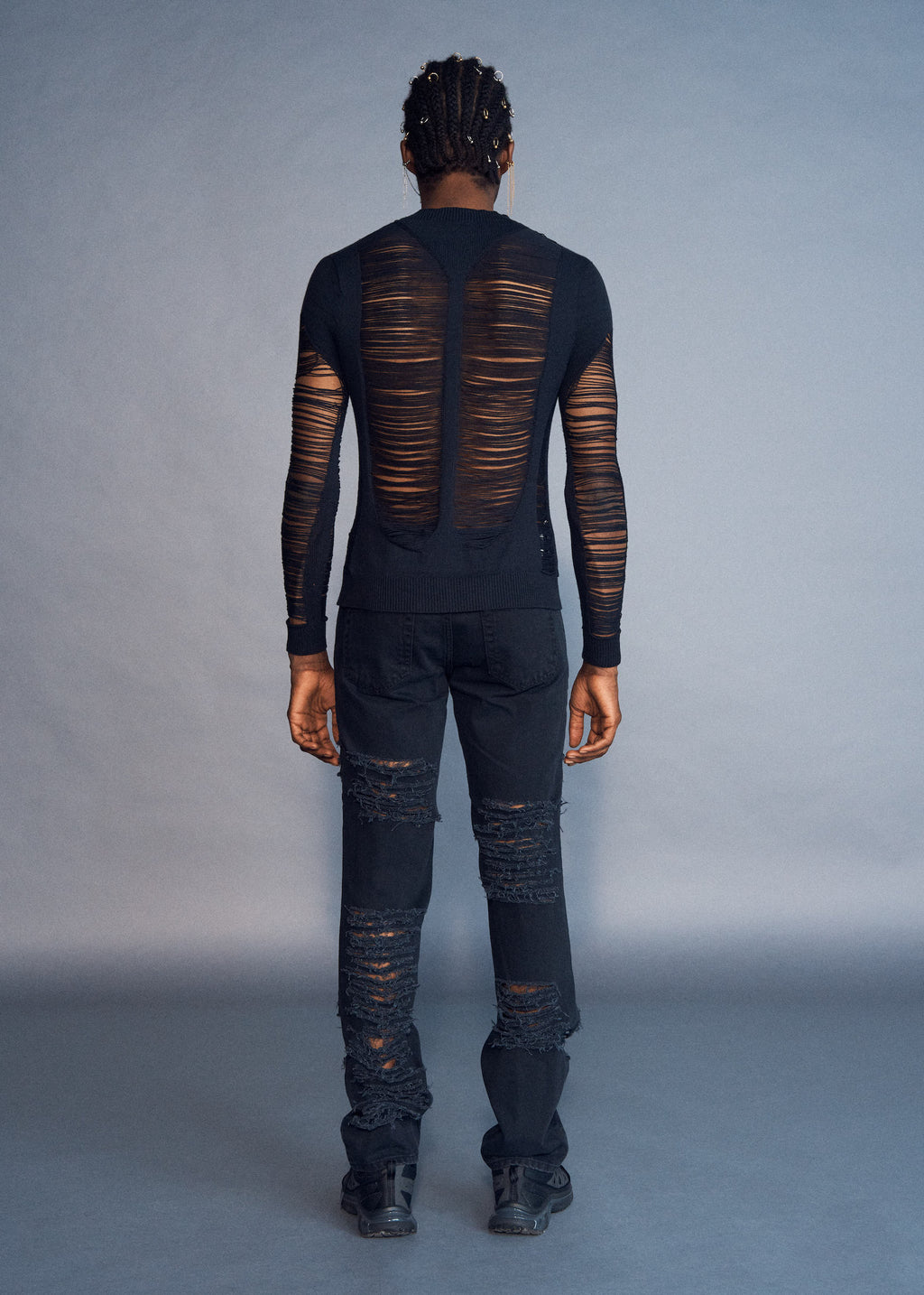 JEAN LOU NOIR LACÉRÉ HOMME