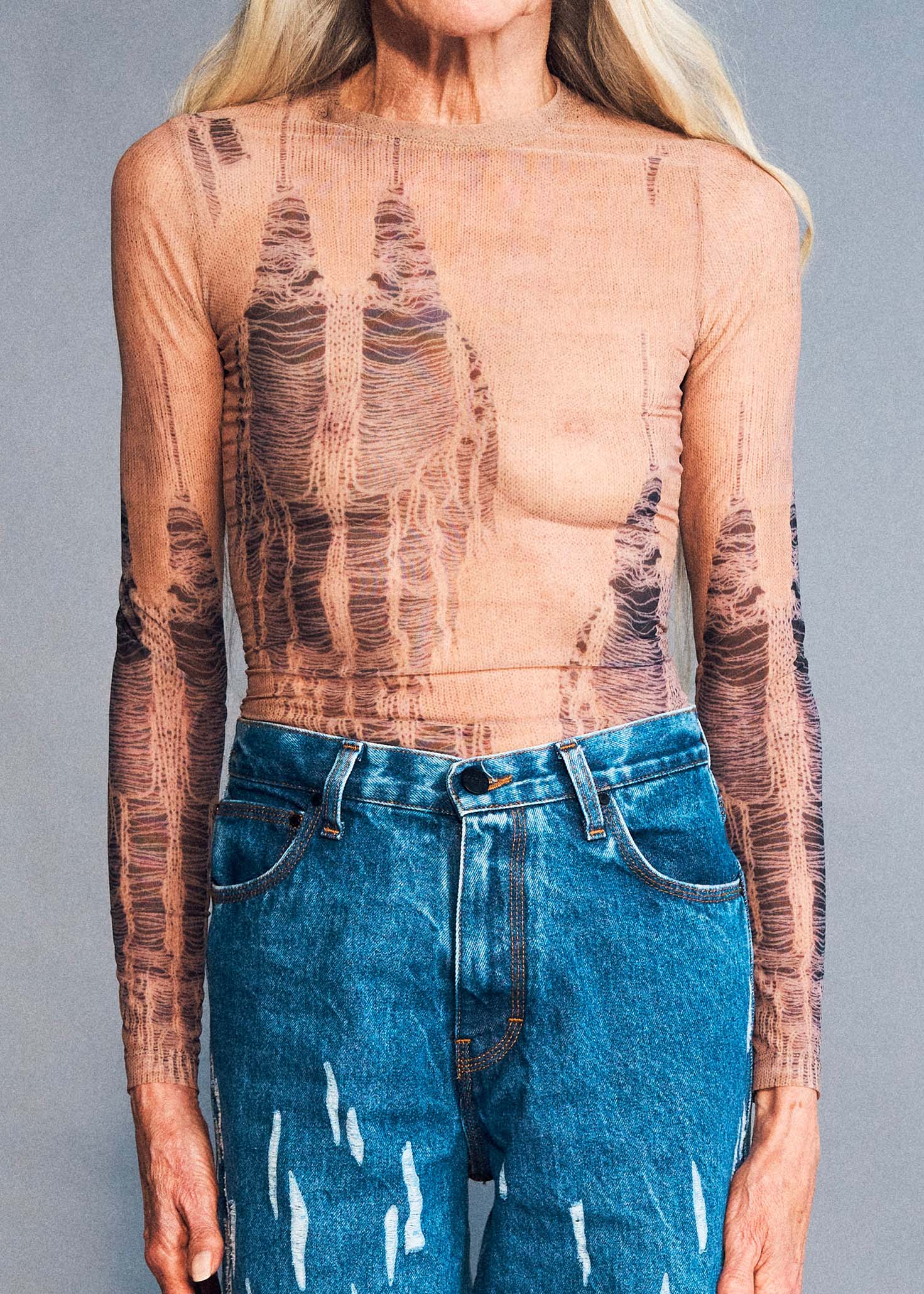 TOP BEIGE ROMA TROMPE L'OEIL FEMME